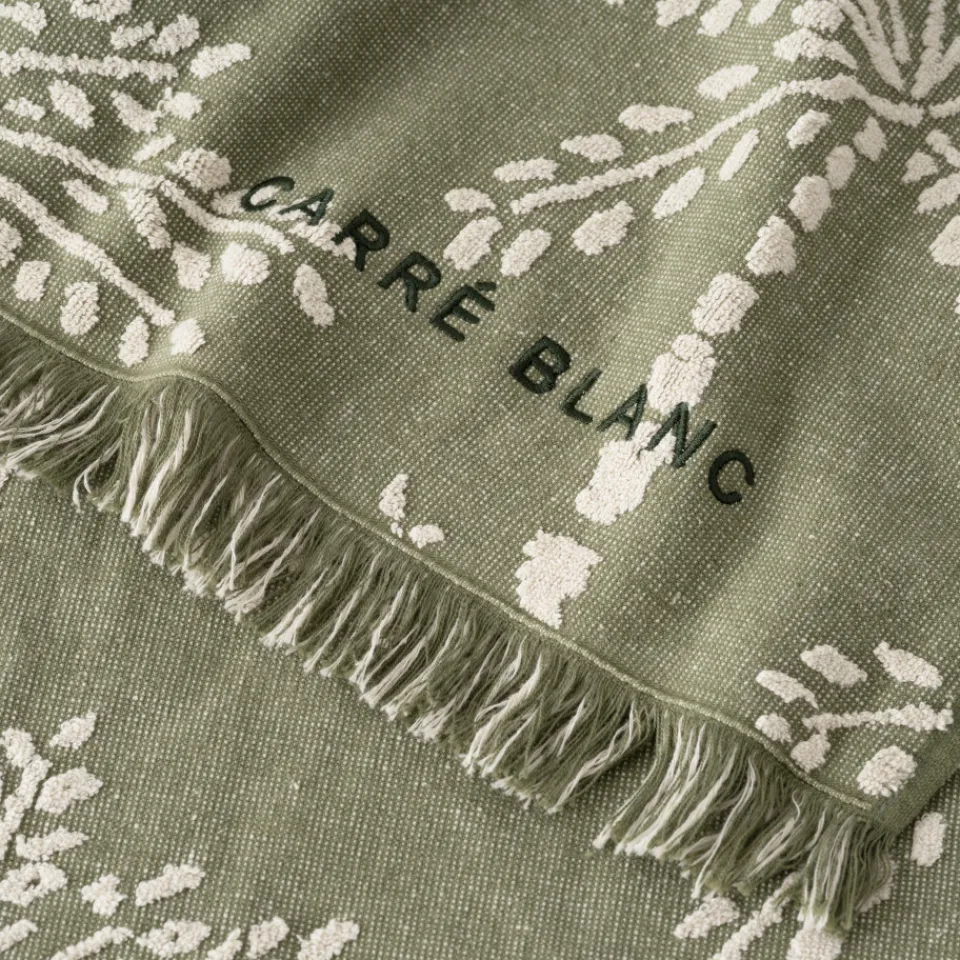 Carré Blanc Fouta coton Cocotier kaki| La Plage