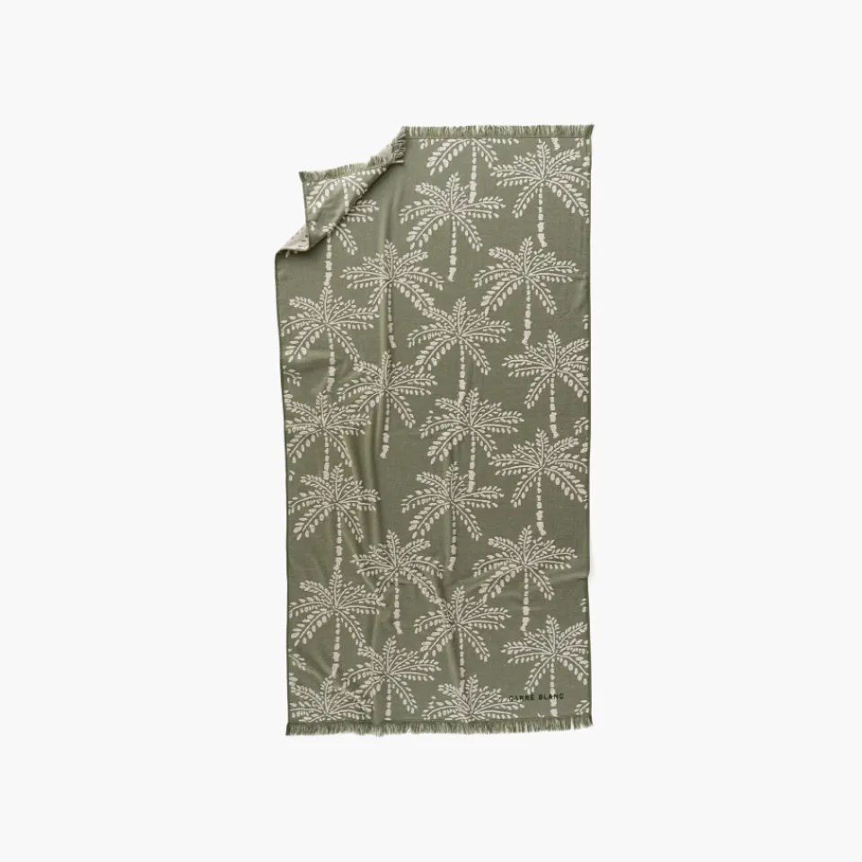 Carré Blanc Fouta coton Cocotier kaki| La Plage