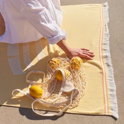 Carré Blanc Fouta coton Laplaya jaune| La Plage