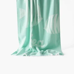 Carré Blanc Fouta coton Sea menthe| La Plage