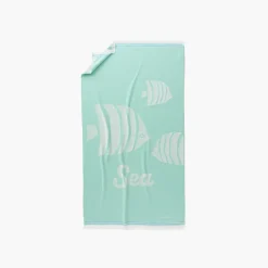 Carré Blanc Fouta coton Sea menthe| La Plage