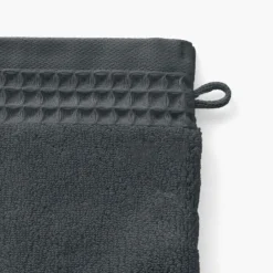 Carré Blanc Gant de toilette bouclette de coton biologique Source fusain| Gants De Toilette