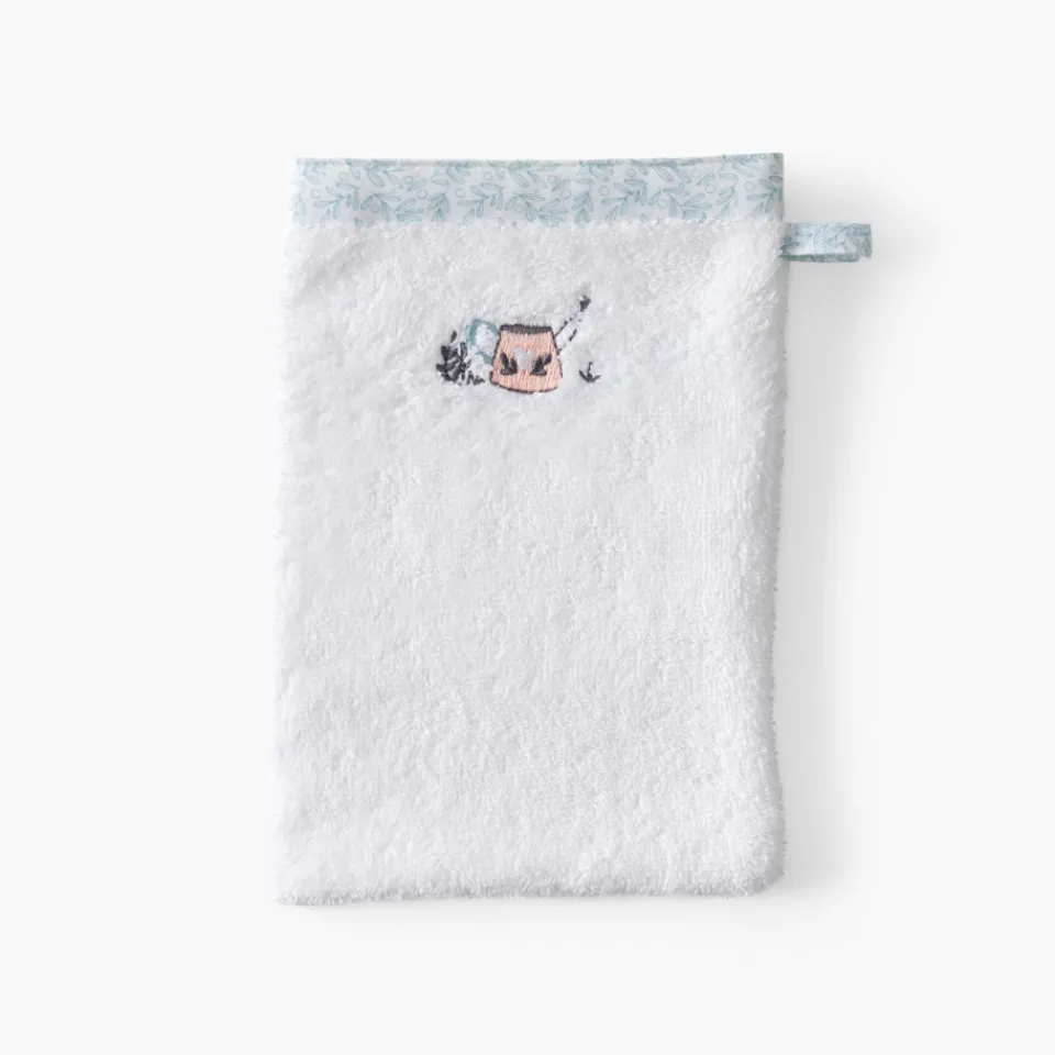 Carré Blanc Gant de toilette coton bio Jardine blanc|Enfant Gants De Toilette