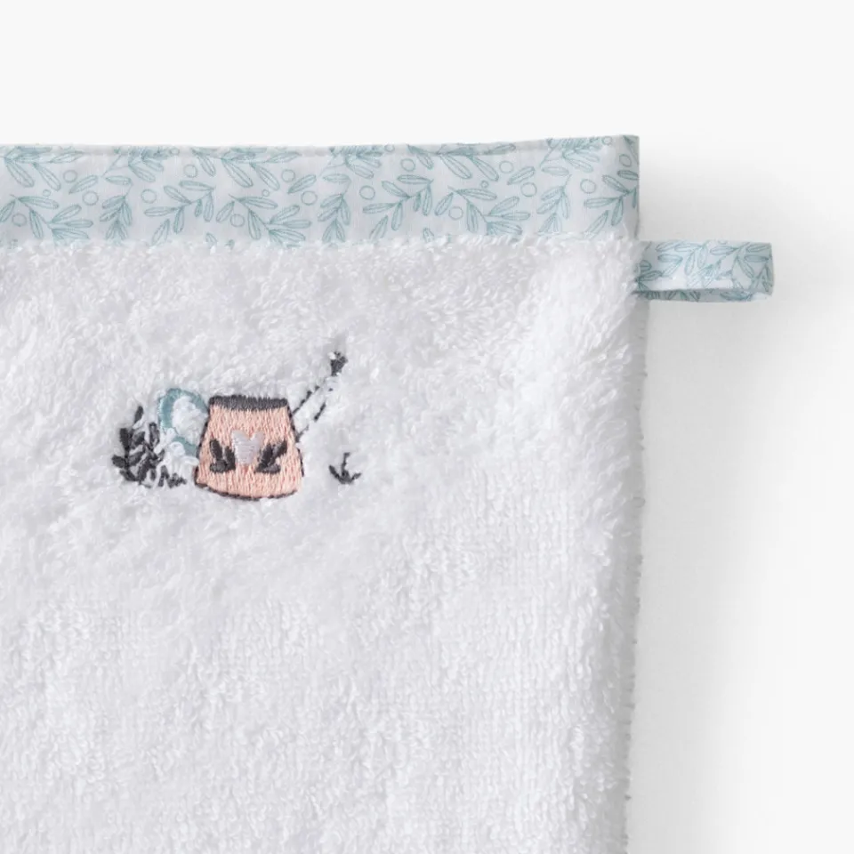 Carré Blanc Gant de toilette coton bio Jardine blanc|Enfant Gants De Toilette