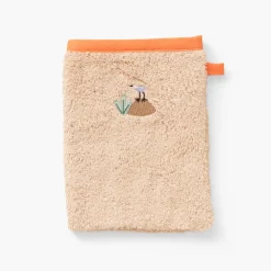 Carré Blanc Gant de toilette coton bio Safari|Enfant Gants De Toilette