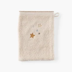 Carré Blanc Gant de toilette coton bio Bienvenue naturel|Enfant Nouveautés Bébénew|Gants De Toilette