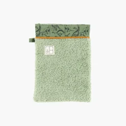 Carré Blanc Gant de toilette coton biologique Dinotopi kaki|Enfant Gants De Toilette