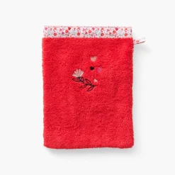 Carré Blanc Gant de toilette coton bio Mes rêves rouge tendre|Enfant Gants De Toilette