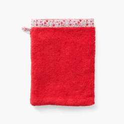 Carré Blanc Gant de toilette coton bio Mes rêves rouge tendre|Enfant Gants De Toilette