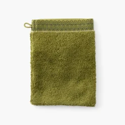 Carré Blanc Gant de toilette coton et viscose de bambou Silvalys vert mousse| Gants De Toilette
