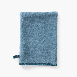 Carré Blanc Gant de toilette coton Happyful bleu céleste|Enfant Gants De Toilette