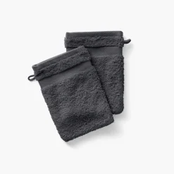 Carré Blanc Gant de toilette coton Lola II ardoise| Gants De Toilette