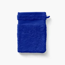 Carré Blanc Gant de toilette coton Lola II cobalt| Gants De Toilette