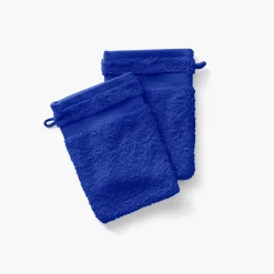 Carré Blanc Gant de toilette coton Lola II cobalt| Gants De Toilette