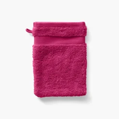 Carré Blanc Gant de toilette coton Lola II framboise| Gants De Toilette