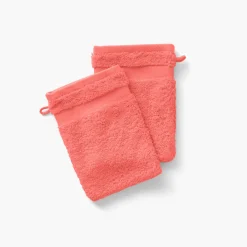Carré Blanc Gant de toilette coton Lola II corail| Gants De Toilette