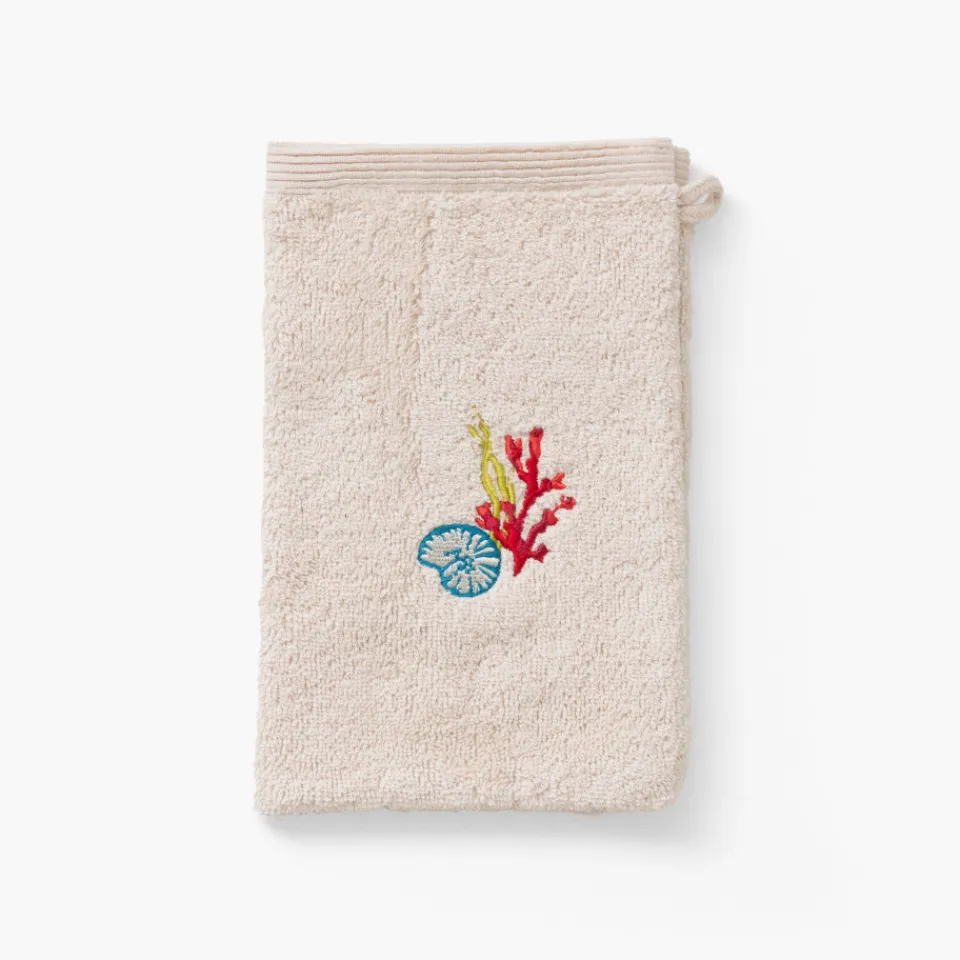 Carré Blanc Gant de toilette coton Récif sable| Gants De Toilette