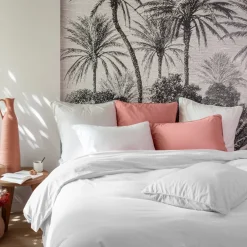 Carré Blanc Housse de couette coton lavé biologique Souffle blanc| Housses De Couette