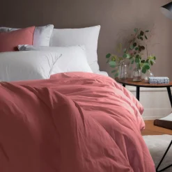 Carré Blanc Housse de couette coton lavé biologique Souffle pétale| Housses De Couette