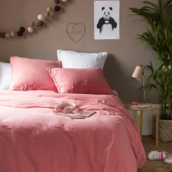 Carré Blanc Housse de couette coton lavé biologique Souffle pétale| Housses De Couette