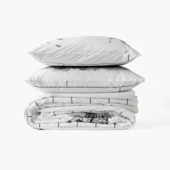 Carré Blanc Housse de couette coton réversible Elaphe| Housses De Couette