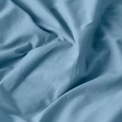 Carré Blanc Housse de couette lin et coton lavé Songe bleu baltique| Housses De Couette