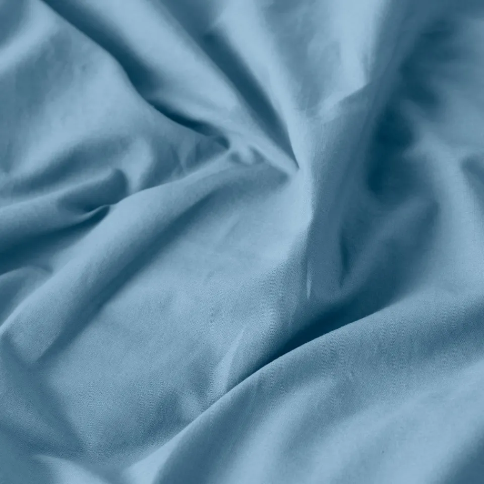 Carré Blanc Housse de couette lin et coton lavé Songe bleu baltique| Housses De Couette