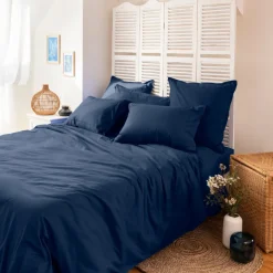 Carré Blanc Housse de couette percale de coton Neo marine| Housses De Couette