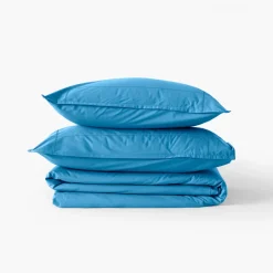 Carré Blanc Housse de couette percale de coton Neo azur| Housses De Couette