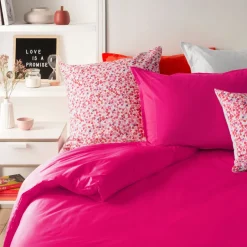 Carré Blanc Housse de couette percale de coton Neo magenta| Housses De Couette