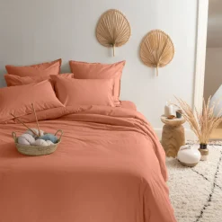 Carré Blanc Housse de couette percale de coton Neo tomette| Housses De Couette