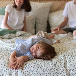 Carré Blanc Housse de couette percale de coton Neo thym végétal| Housses De Couette