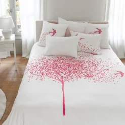 Carré Blanc Housse de couette percale de coton imprimée cœurs Mon cœur classique chic| Housses De Couette