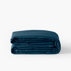 Carré Blanc Housse de couette percale de coton Neo bleu prusse| Housses De Couette