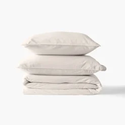 Carré Blanc Housse de couette pur coton lavé biologique Souffle vanille| Housses De Couette