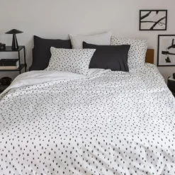 Carré Blanc Housse de couette réversible coton Harfang| Housses De Couette