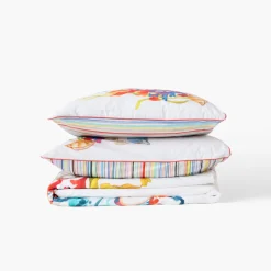 Carré Blanc Housse de couette réversible percale de coton Récif| Housses De Couette