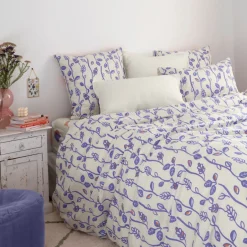 Carré Blanc Housse de couette réversible pur coton Twiggypop fleurs| Housses De Couette