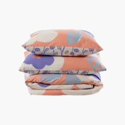 Carré Blanc Housse de couette réversible pur coton Twiggypop fleurs| Housses De Couette