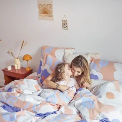 Carré Blanc Housse de couette réversible pur coton Twiggypop fleurs| Housses De Couette