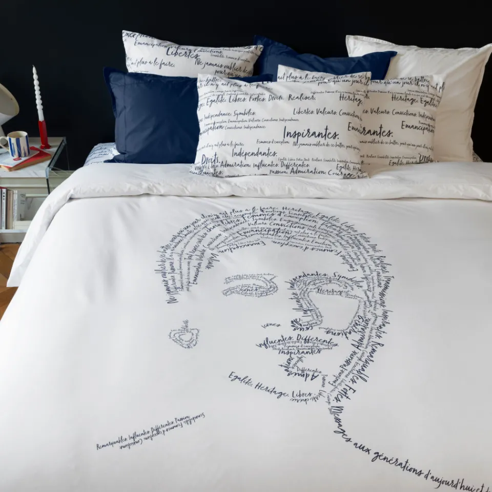 Carré Blanc Housse de couette réversible percale de coton Simones| Housses De Couette