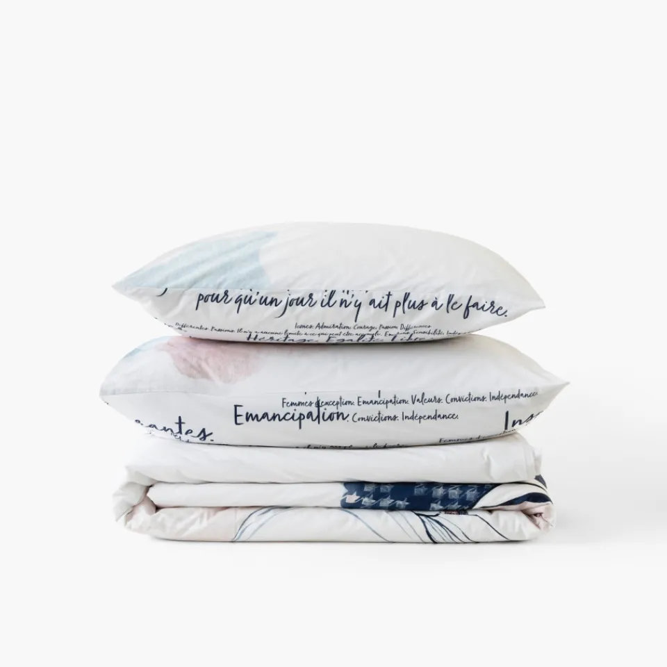 Carré Blanc Housse de couette réversible percale de coton Simones| Housses De Couette