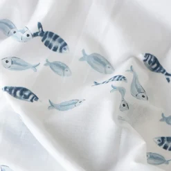 Carré Blanc Housse de couette réversible pur coton Océanos|Enfant Housses De Couette