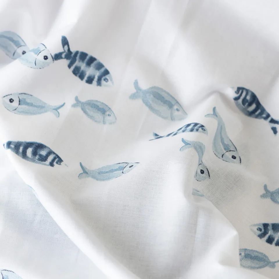 Carré Blanc Housse de couette réversible pur coton Océanos|Enfant Housses De Couette