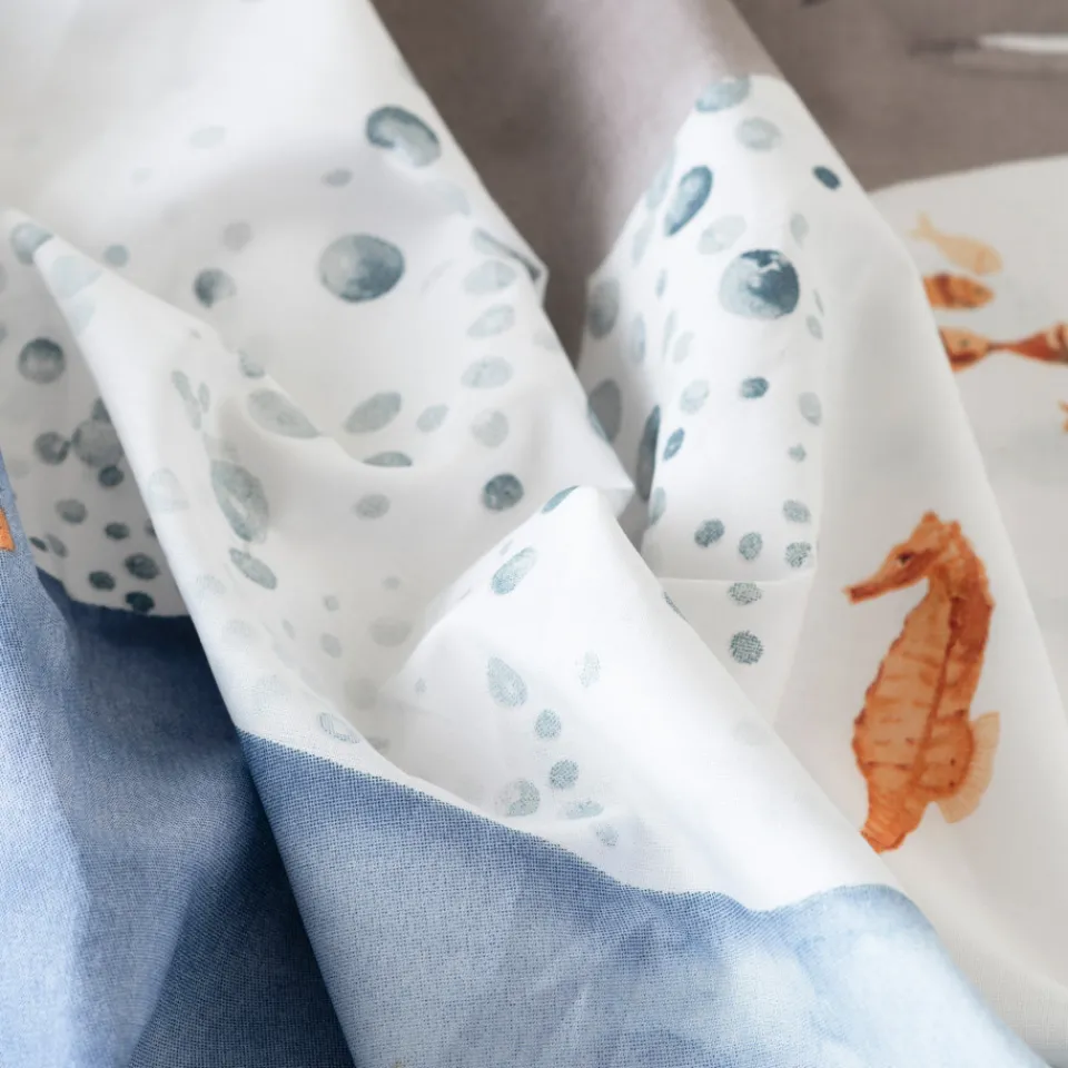 Carré Blanc Housse de couette réversible pur coton Océanos|Enfant Housses De Couette