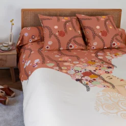 Carré Blanc Housse de couette réversible percale de coton Psyché femme| Housses De Couette