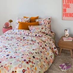 Carré Blanc Housse de couette réversible percale de coton Psyché femme| Housses De Couette