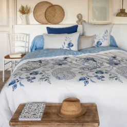 Carré Blanc Housse de couette réversible lin et coton lavé Madeleine| Housses De Couette