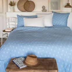 Carré Blanc Housse de couette réversible lin et coton lavé Madeleine| Housses De Couette