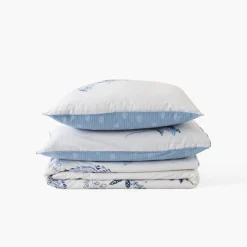 Carré Blanc Housse de couette réversible lin et coton lavé Madeleine| Housses De Couette